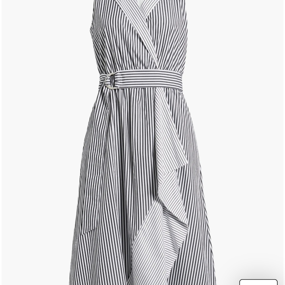 Anne Klein Black and White Striped Midi Dress
